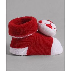 Cute Walk by Babyhug Socks With Football Applique - Red