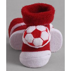 Cute Walk by Babyhug Socks With Football Applique - Red