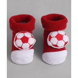 Cute Walk by Babyhug Socks With Football Applique - Red