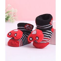 Cute Walk by Babyhug Socks With Vehicle Applique - Red