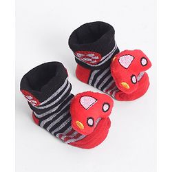 Cute Walk by Babyhug Socks With Vehicle Applique - Red