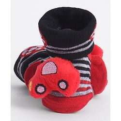 Cute Walk by Babyhug Socks With Vehicle Applique - Red