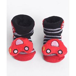 Cute Walk by Babyhug Socks With Vehicle Applique - Red