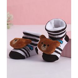 Cute Walk by Babyhug Socks With Animal Applique - Brown (Print May Vary)
