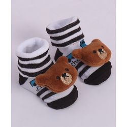 Cute Walk by Babyhug Socks With Animal Applique - Brown (Print May Vary)