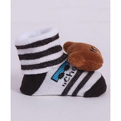 Cute Walk by Babyhug Socks With Animal Applique - Brown (Print May Vary)