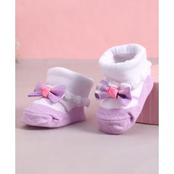 Cute Walk by Babyhug Socks With Bow Applique - Purple