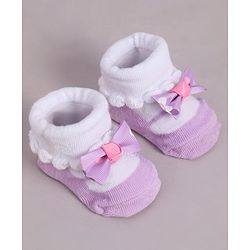 Cute Walk by Babyhug Socks With Bow Applique - Purple