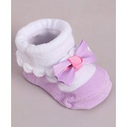 Cute Walk by Babyhug Socks With Bow Applique - Purple