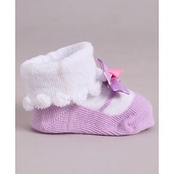 Cute Walk by Babyhug Socks With Bow Applique - Purple