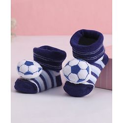Cute Walk by Babyhug Socks With Football Applique - Navy Blue