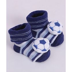 Cute Walk by Babyhug Socks With Football Applique - Navy Blue