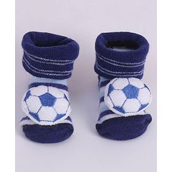 Cute Walk by Babyhug Socks With Football Applique - Navy Blue