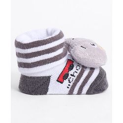 Cute Walk by Babyhug Socks With Animal Applique - Black