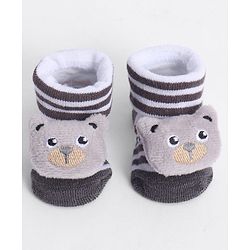 Cute Walk by Babyhug Socks With Animal Applique - Black