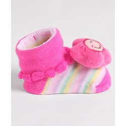 Cute Walk by Babyhug Socks With Star Applique - Pink