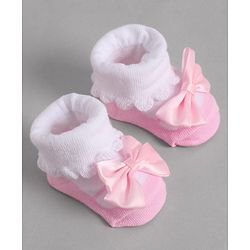 Cute Walk by Babyhug Socks With Bow Applique - Pink
