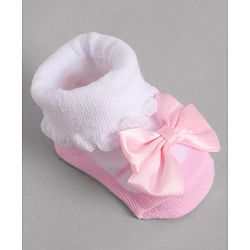 Cute Walk by Babyhug Socks With Bow Applique - Pink