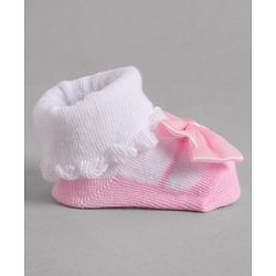 Cute Walk by Babyhug Socks With Bow Applique - Pink