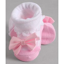 Cute Walk by Babyhug Socks With Bow Applique - Pink