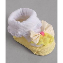 Cute Walk by Babyhug Socks With Bow Applique - Yellow