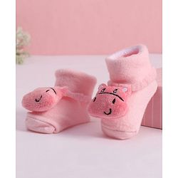 Cute Walk by Babyhug Socks With Animal Applique - Pink