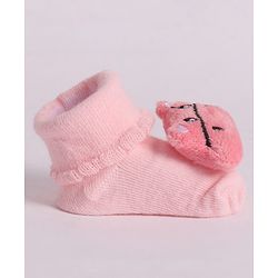 Cute Walk by Babyhug Socks With Animal Applique - Pink