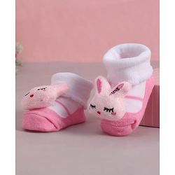 Cute Walk by Babyhug Socks With Animal Applique - Pink