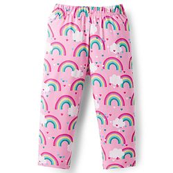 Babyhug Cotton Knit Full Sleeves Co-ord Night Suit With Rainbow Print - Pink