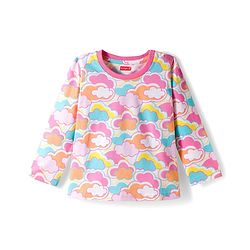 Babyhug Cotton Knit Full Sleeves Co-ords Night Suit with Cloud Print - Multicolor