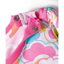 Babyhug Cotton Knit Full Sleeves Co-ords Night Suit with Cloud Print - Multicolor