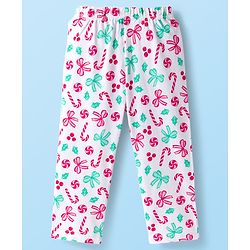 Babyhug Cotton Knit Full Sleeves Co-ord Night Suit With Candy Print - White
