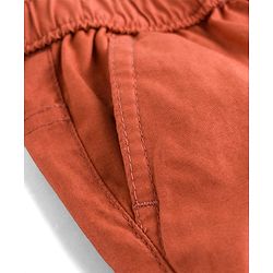 Babyhug Cotton Woven Full Length Solid Colour Trousers With Adjustable Elastic - Rust Orange