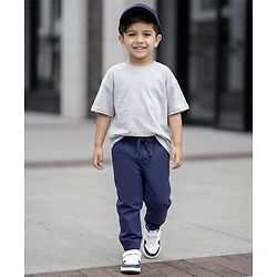 Babyhug Cotton Woven Full Length Solid Colour Trousers With Adjustable Elastic - Rust Orange