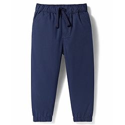Babyhug Cotton Woven Full Length Solid Colour Trousers With Adjustable Elastic - Rust Orange