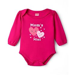 Babyhug 100% Cotton Interlock Knit Full Sleeves Onesies With Text Print - Dark Red