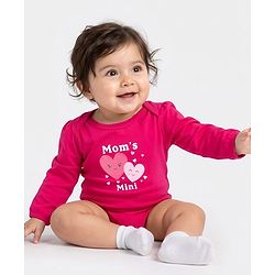 Babyhug 100% Cotton Interlock Knit Full Sleeves Onesies With Text Print - Dark Red