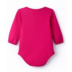 Babyhug 100% Cotton Interlock Knit Full Sleeves Onesies With Text Print - Dark Red