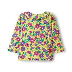 Babyhug Cotton Knit Full Sleeves Co-ord Night Suit With Floral Print - Yellow