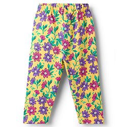 Babyhug Cotton Knit Full Sleeves Co-ord Night Suit With Floral Print - Yellow