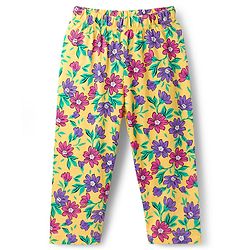 Babyhug Cotton Knit Full Sleeves Co-ord Night Suit With Floral Print - Yellow
