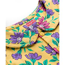 Babyhug Cotton Knit Full Sleeves Co-ord Night Suit With Floral Print - Yellow