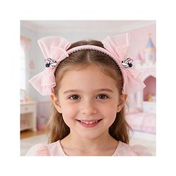Babyhug Disney Free Size Hair Band with Bow & Minnie Mouse Applique Pack of 2- Pink & Purple