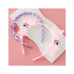 Babyhug Disney Free Size Hair Band with Bow & Minnie Mouse Applique Pack of 2- Pink & Purple