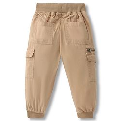 Babyhug Tussor Woven Full Length Trousers With Pockets & Route 66 Print - Khaki