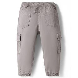 Babyhug Twill Woven Full Length Solid Color Joggers - Grey