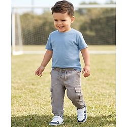 Babyhug Twill Woven Full Length Solid Color Joggers - Grey