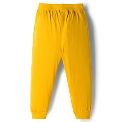 Babyhug Cotton Knit Full Length Lounge Pant With Text Print Pack Of 3 - Yellow Red & Blue