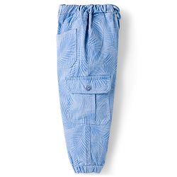 Babyhug Twill Woven Full Length Trouser With Leaf Print & Stretch - Blue