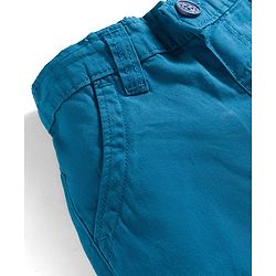 Babyhug 100% Cotton Woven Above Knee Length Solid Colour Bermuda - Blue